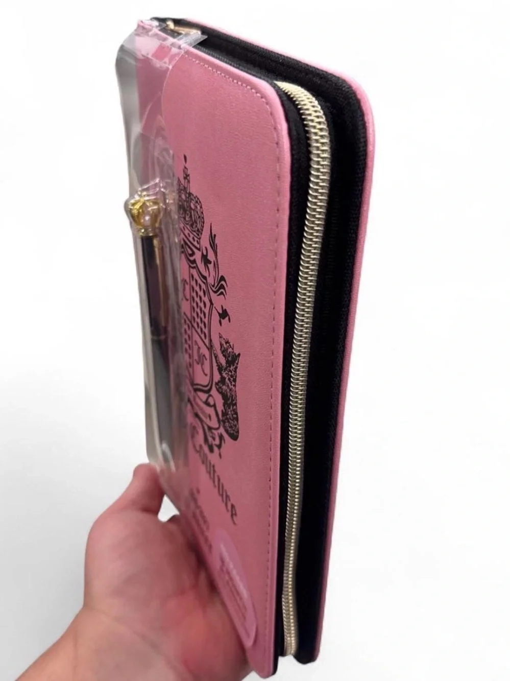 Juicy Couture Pink Planner with Black Crest and Crown-Topped Pen